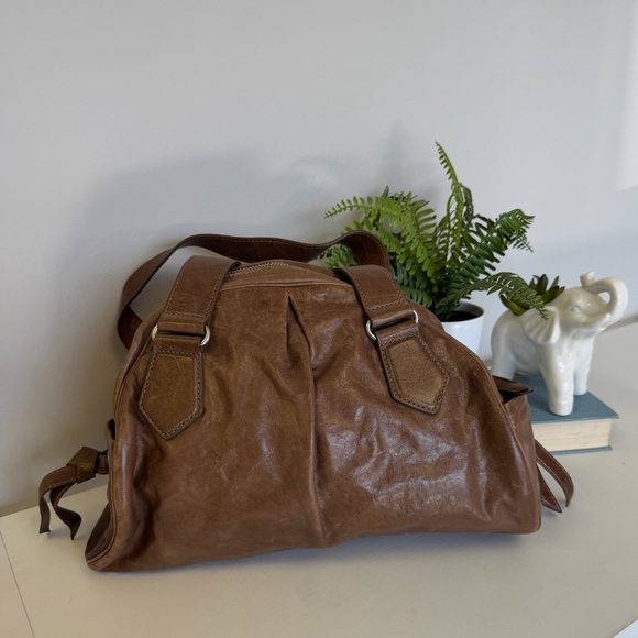 Cole Haan Done Satchel Brown Grommet II Unit Leather Bag Y2K - Picture 2 of 7